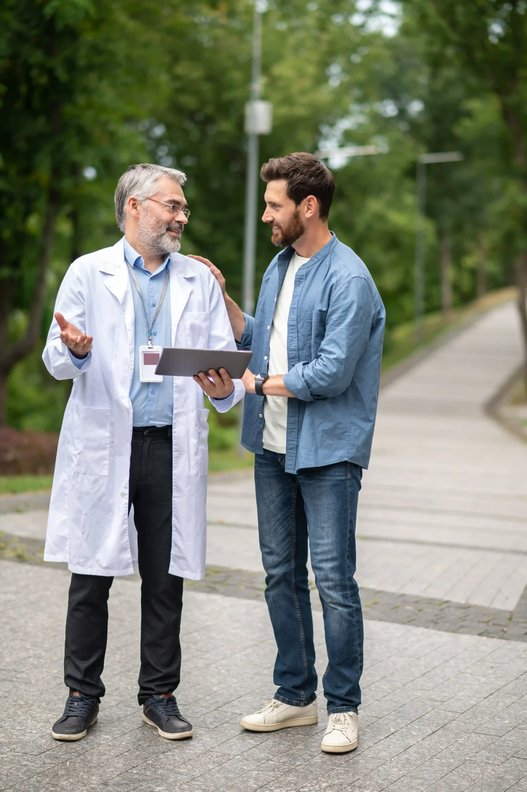 A doctor talking with a patient